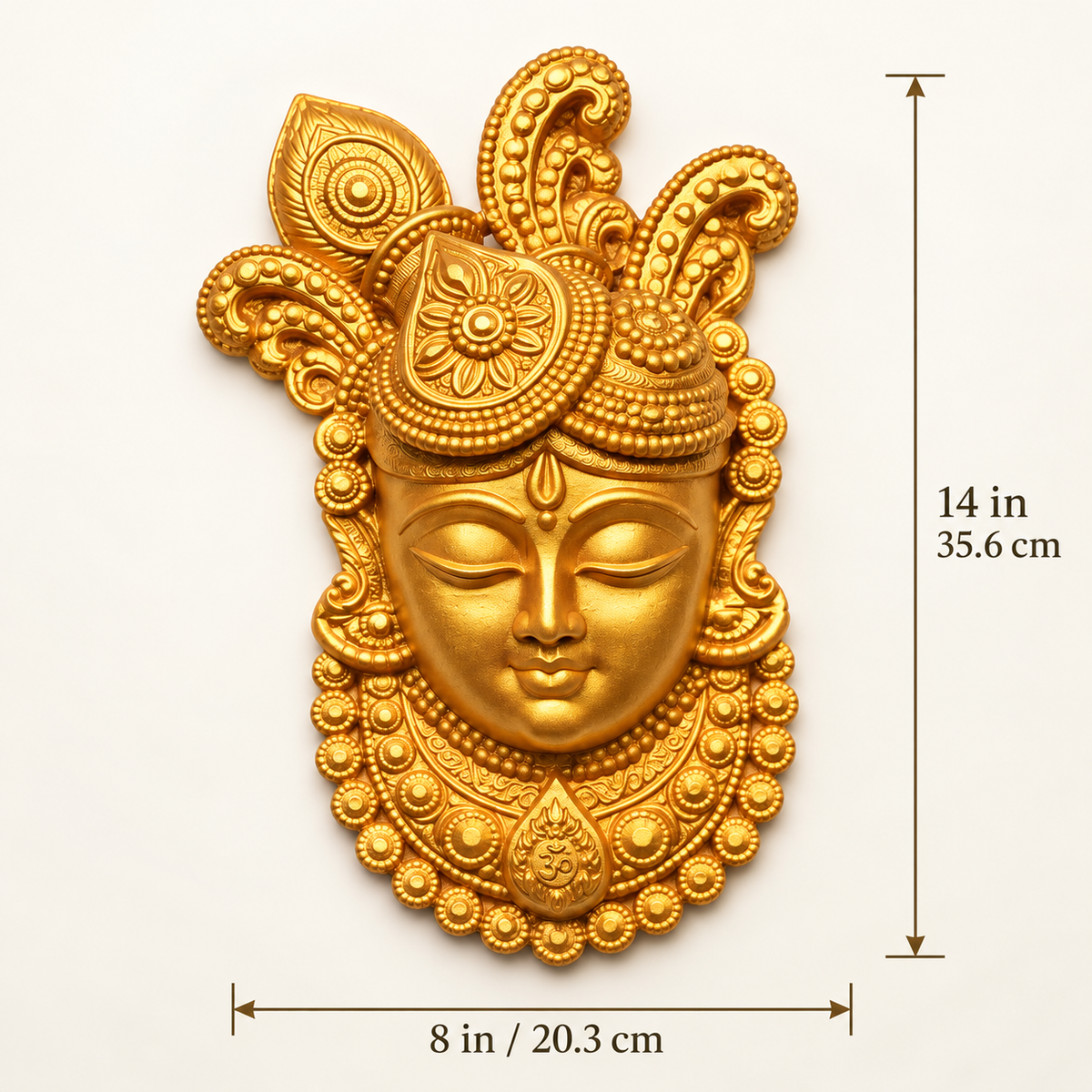 Shreenath Ji Golden Wall Hanging | 17 Inch Traditional Gold Finish Decorative Wall Art