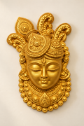 Shreenath Ji Golden Wall Hanging | 17 Inch Traditional Gold Finish Decorative Wall Art