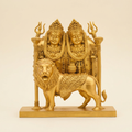 Chamunda Maa Golden Statue with Lion – Traditional Hindu Religious Idol for Home Temple & Pooja Room | 9 Inch