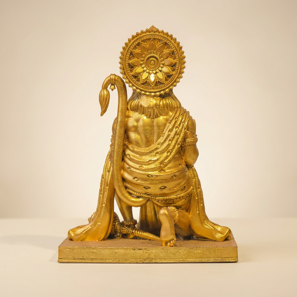 Gold Hanuman statue rear-view product image