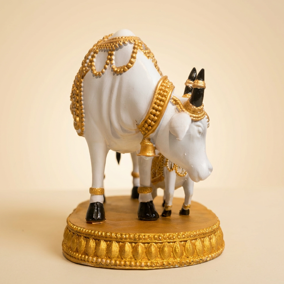 Matching cow-and-calf statue product image